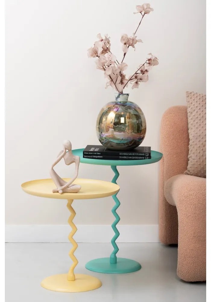 Metalowy okrągły stolik ø 40 cm Zig Zag – Leitmotiv