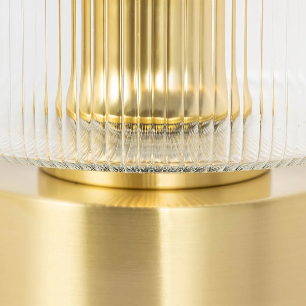 Lampa stołowa w stylu art deco złota ze szkłem - Laura ArtDeco Oswietlenie wewnetrzne