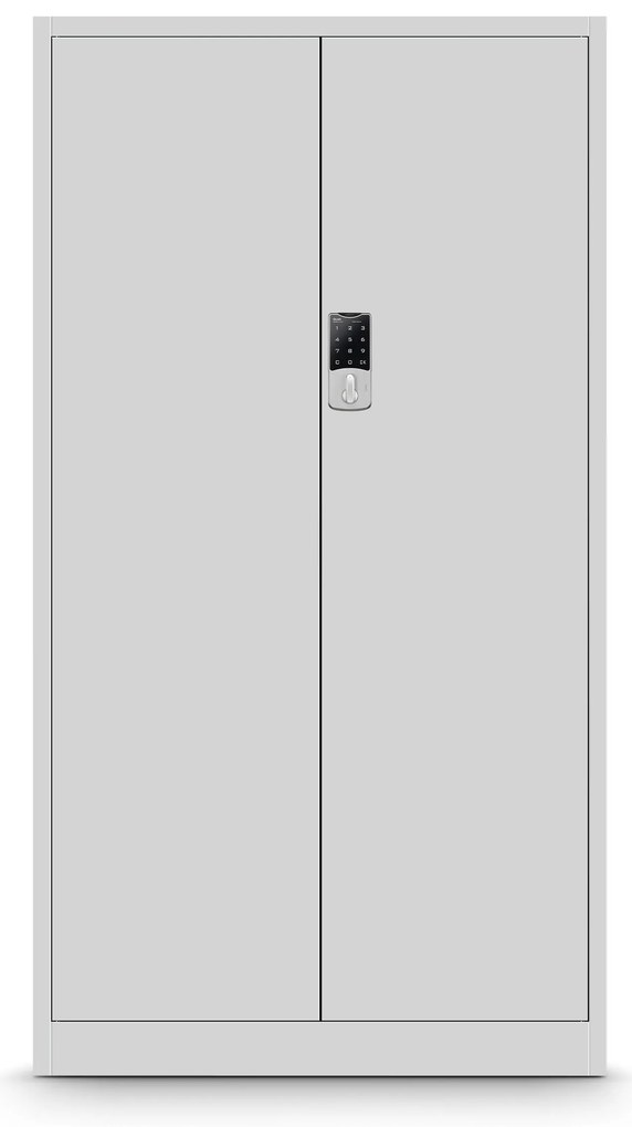 Szafa biurowa metalowa na akta z zamkiem szyfrowym szara, 900x1850x400 mm: DANIEL