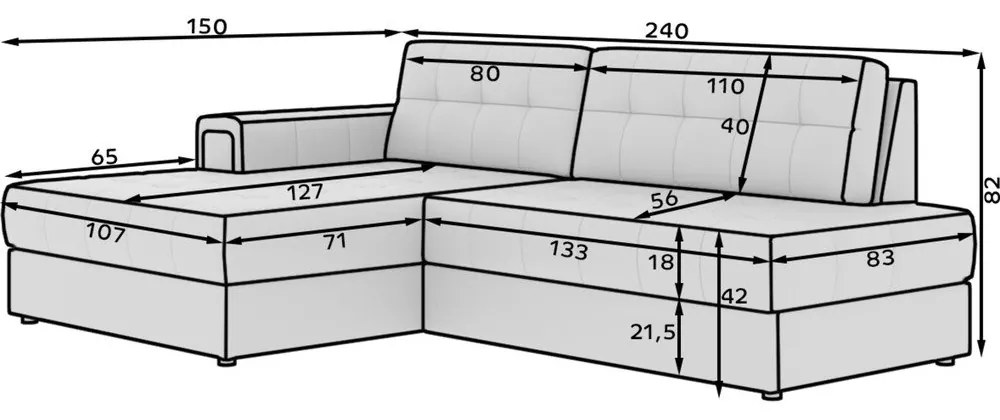 Jasnobrązowy aksamitny rozkładany narożnik (lewostronny/z szezlongiem) Blezalt – ELTAP