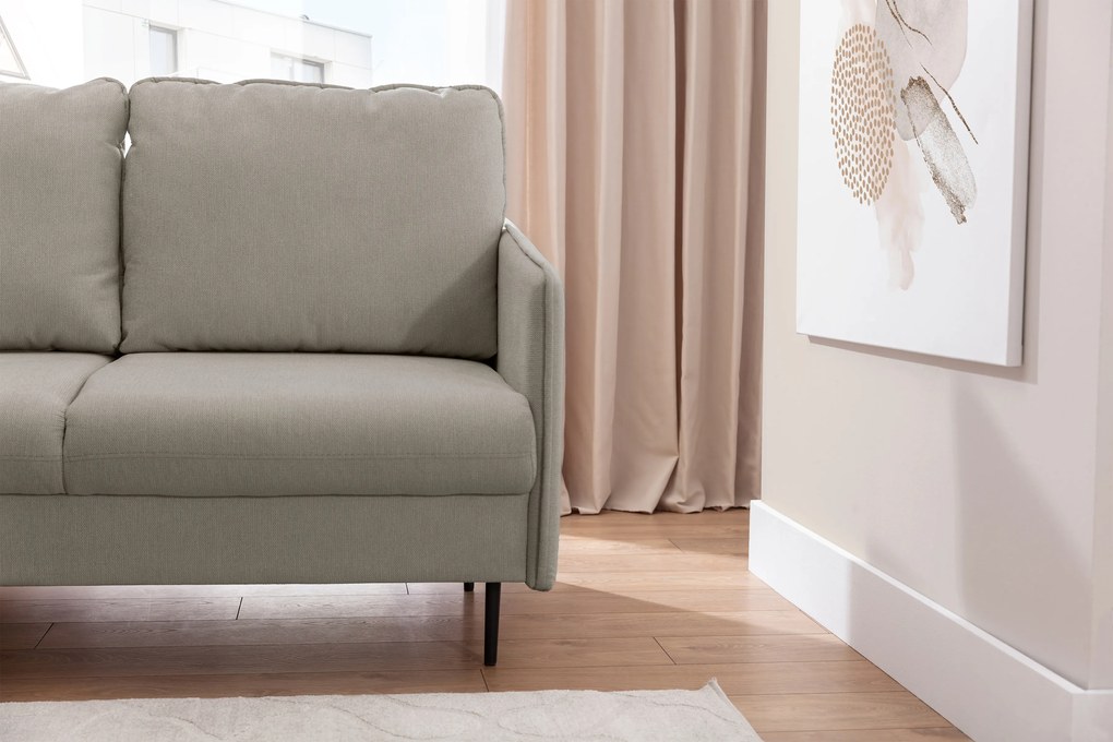 Narożnik z funkcją spania Taila Mini lewostronny - beżowa plecionka Loft 02 / czarne nogi