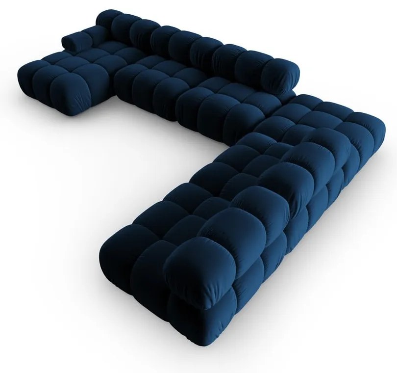 Niebieska aksamitna sofa 379 cm Bellis – Micadoni Home