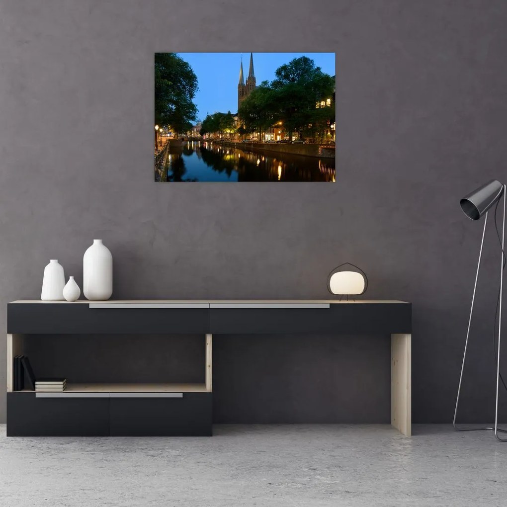 Obraz nocnego historycznego miasta (70x50 cm)