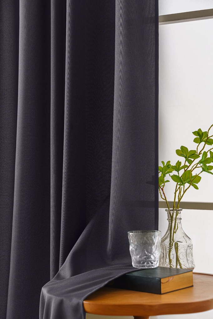 Zasłona OXFORD LIGHT 140x250 cm, ciemnoszara Zawieszanie: Taśma z wiązaniami