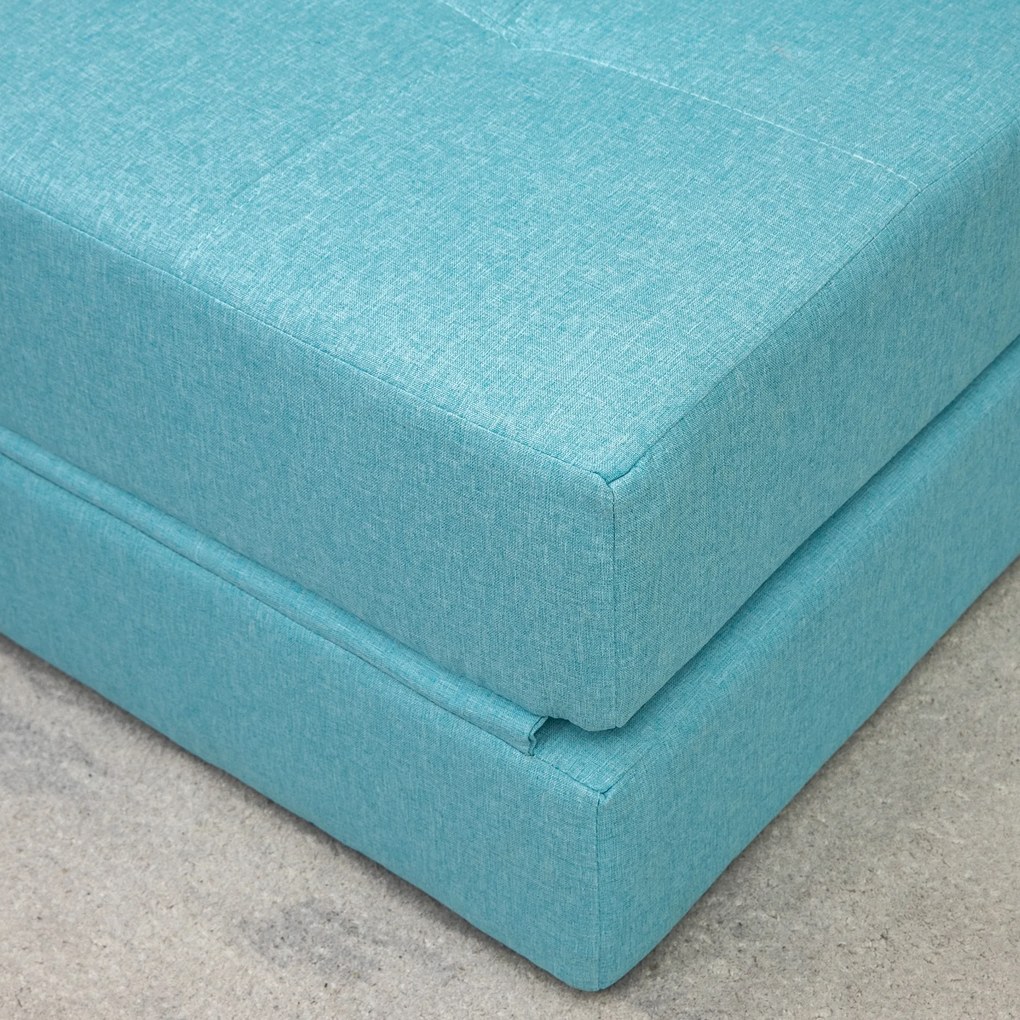 HOMCOM Szezlong do spania relaksacyjny, łóżko dla gości. Zdejmowany pokrowiec, 70 cm x 70 cm x 61 cm, Jasnoniebieski