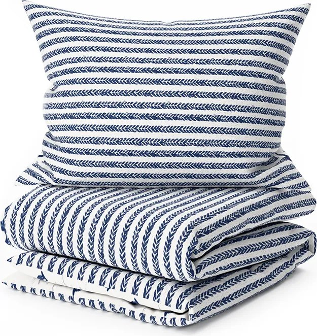 PrzytulneMieszkanie.pl PrzytulneMieszkanie.pl Bawełniana pościel NAVYSTA POLY niebiesko-biała Rozmiar pościeli: 2 szt 70 x 90 cm | 200 x 220 cm