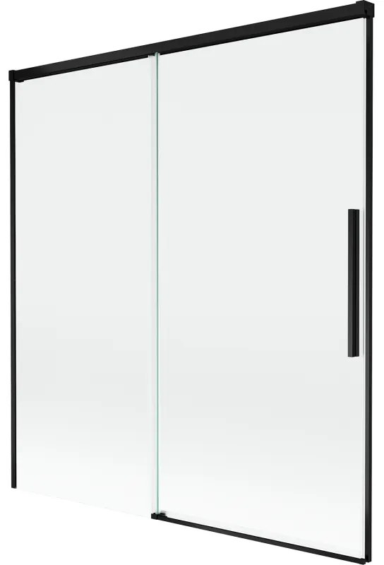 Mexen Rox parawan nawannowy 2-skrzydłowy rozsuwany 150 x 150 cm, transparent, czarny - 8C9-150-001-70-00