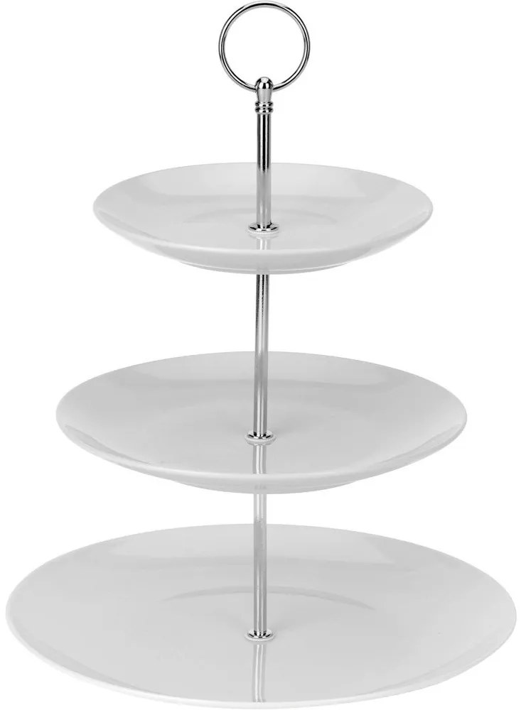 Okrągła patera na ciasta, torty, owoce - 3-poziomy, ceramiczna