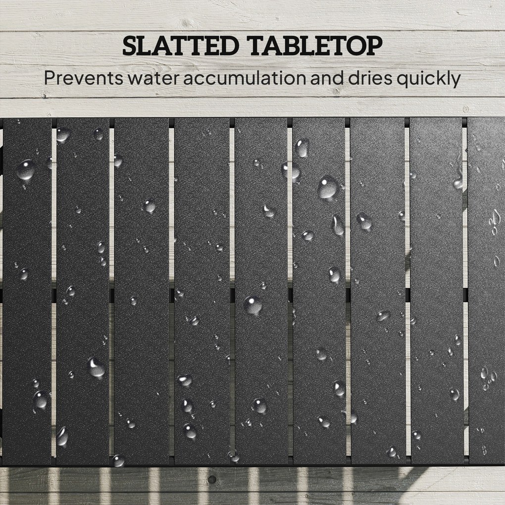 Outsunny Stolik kawowy na zewnątrz, odporny prostokątny metalowy stolik na patio z lamelowym blatem do użytku zewnętrznego | Aosom PL
