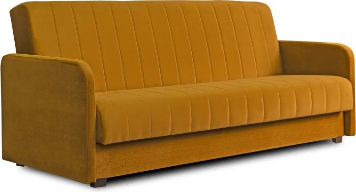 Sofa z Funkcją Spania PORTO Wersalka Rozkładana Dwuosobowa Musztardowa Nowoczesna do Salonu