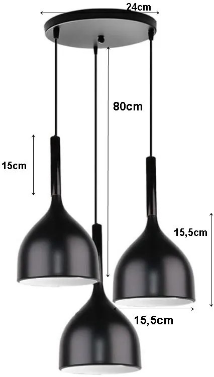 Lampa sufitowa metalowa klosz wisząca AT19-3SZ-Black