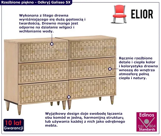 Zestaw rzeźbionych komód 2szt. - Nolen 5X