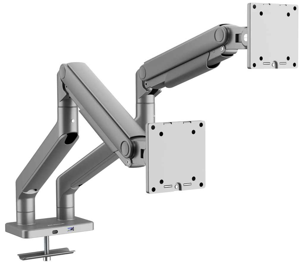 Metalowy uchwyt na dwa monitory JAKE, szary