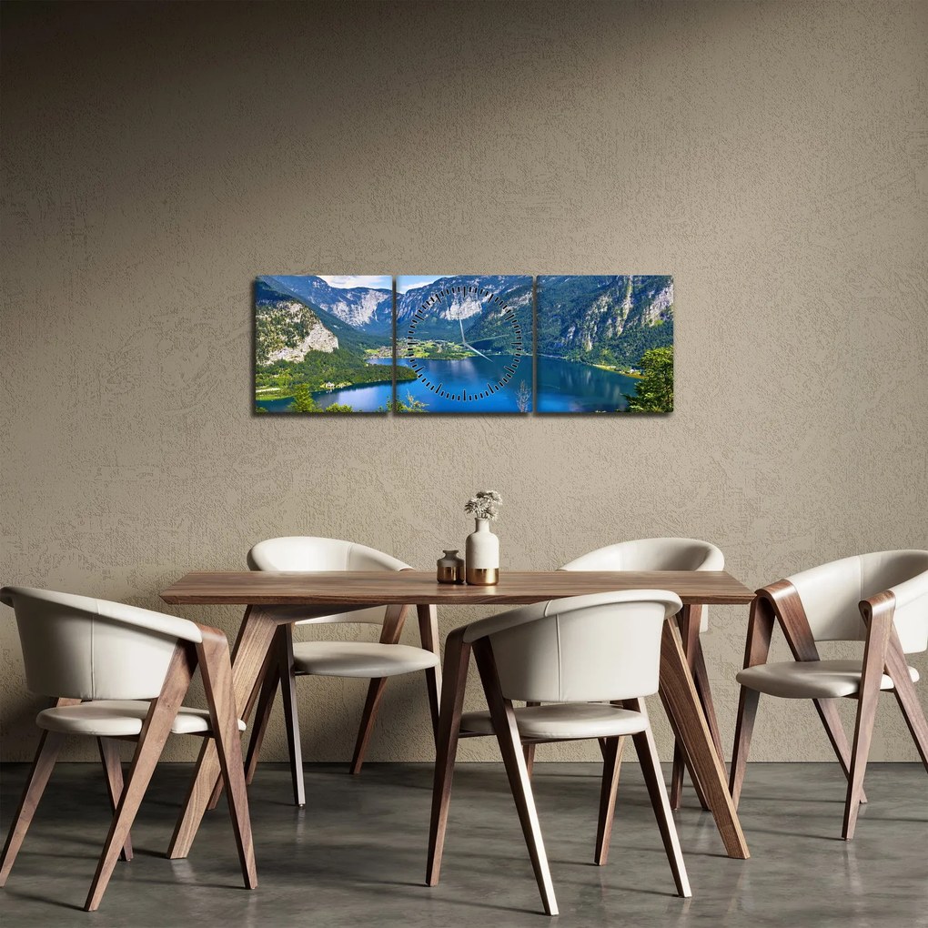 Obraz - Hallstätter See, Hallstatt, Austria (z zegarem) (90x30 cm)
