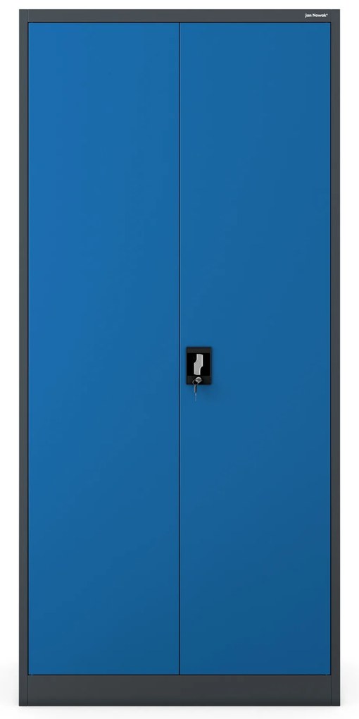 Szafa metalowa na dokumenty biurowa, wysoka, antracytowo-niebieska, 900x1950x400 mm: JAN H