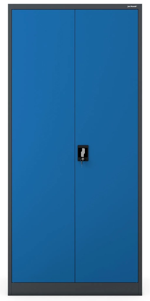 Szafa na dokumenty biurowa metalowa antracytowo-niebieska: JAN H, 900 x 1950 x 400 mm