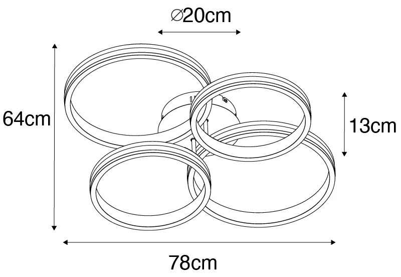 Plafon czarny w komplecie z LED 3-stopniowy ściemniacz 4-światła - Navara