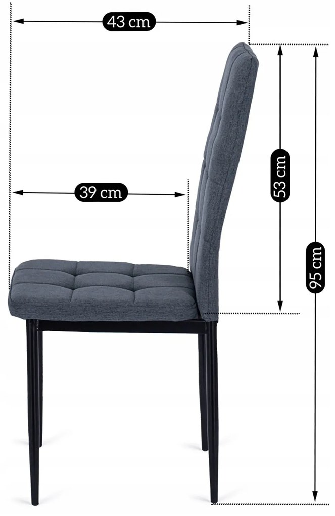 Zestaw 4x Krzesło Tapicerowane do Jadalni TEX Ciemnoszare Nowoczesne Loft