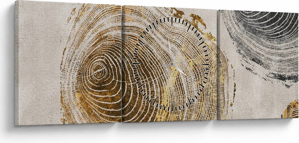 Obraz - Abstrakcja pnia (z zegarem) (90x30 cm)