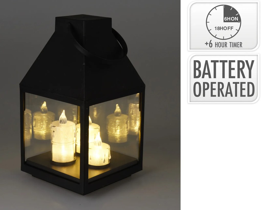 Latarenka z trzema świecami LED, 25 cm