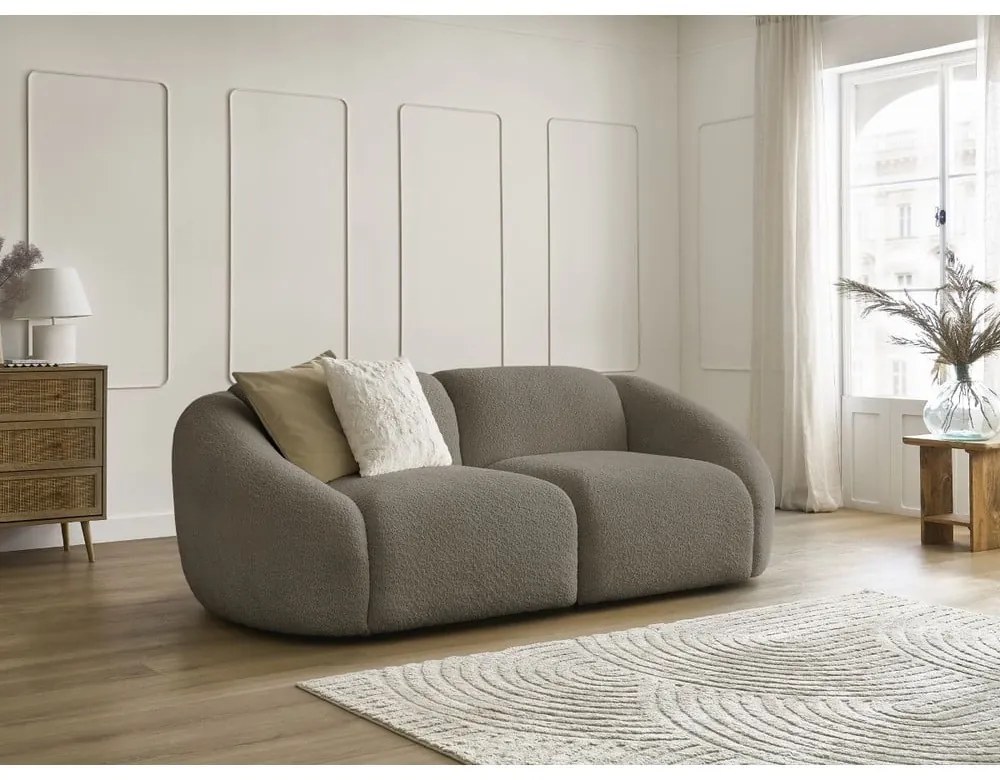 Szarobrązowa sofa z materiału bouclé 230 cm Tina – Bobochic Paris