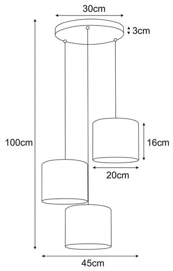 Czarno-złota potrójna lampa wisząca abażurowa - A538 R6-E24