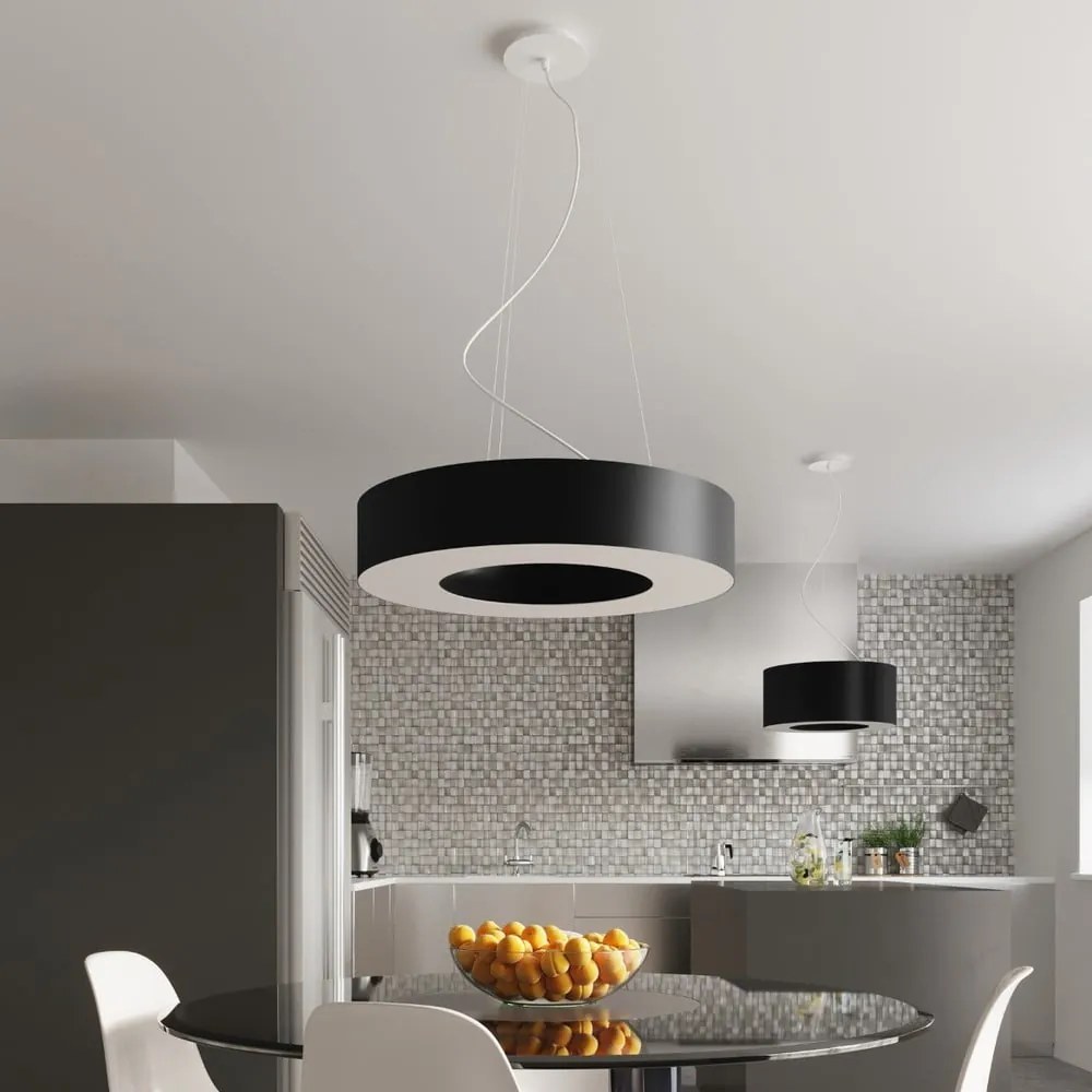 Czarna lampa wisząca z tekstylnym kloszem ø 50 cm Galata – Nice Lamps