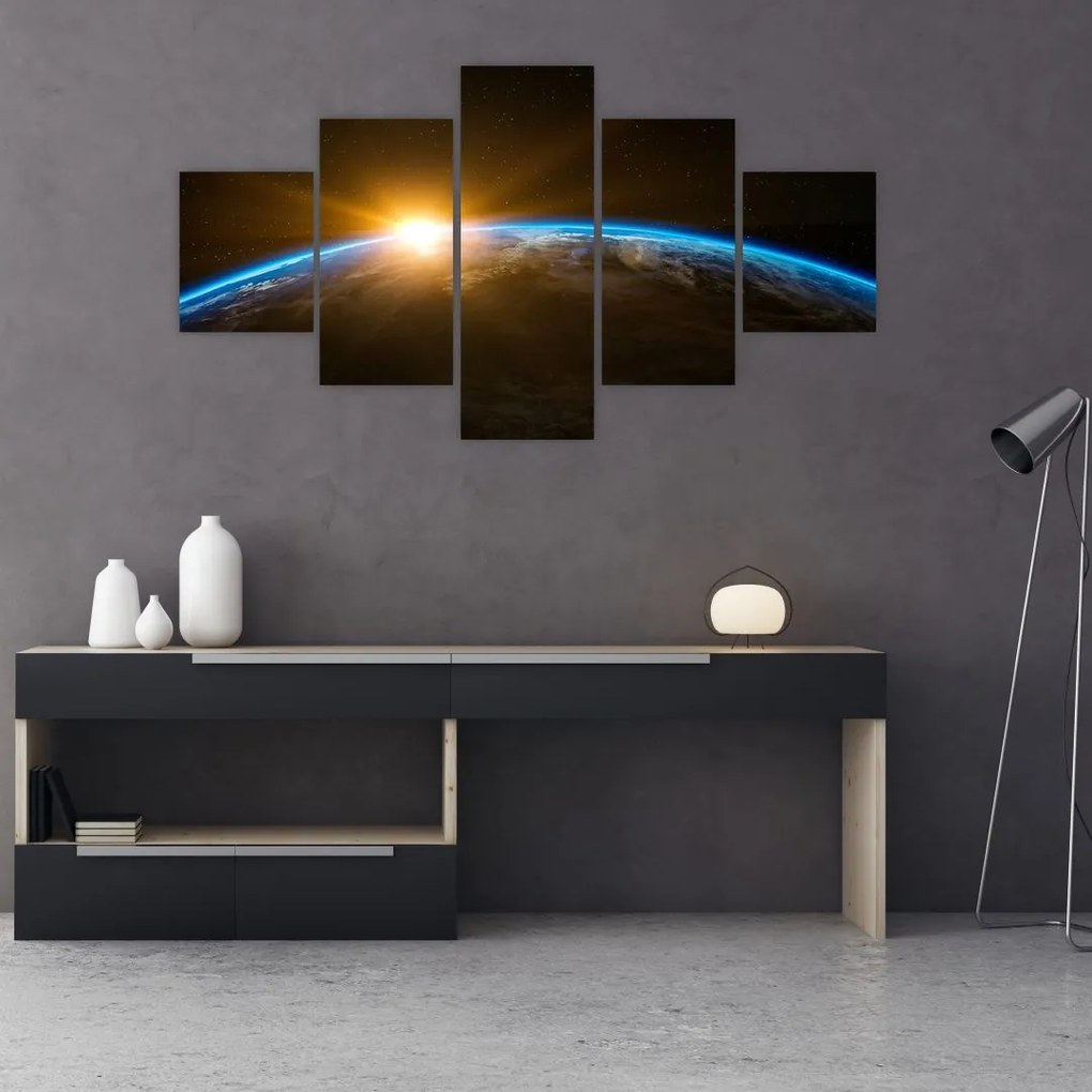 Obraz planety Ziemi z kosmosu (125x70 cm)