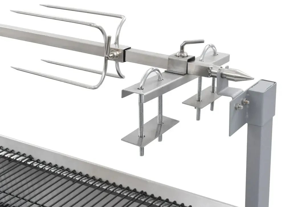 Srebrny ogrodowy grill z rożnem do pieczenia C5-C60