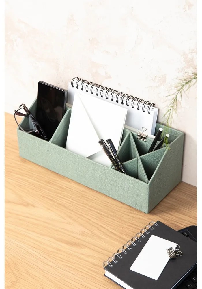 Zielony kartonowy organizer na artykuły papiernicze Elisa Canvas Paper Laminate – Bigso