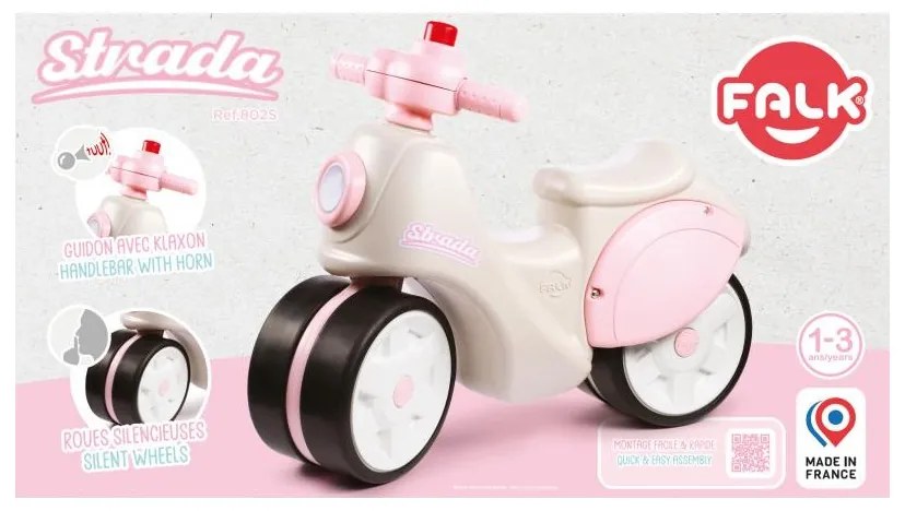 Falk jeździk scooter strada retro dla dziewczynki ciche opony od 1 roku