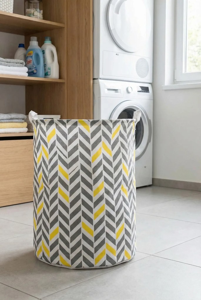 Kosz na pranie z uchwytami w kolorową jodełkę E6-B08