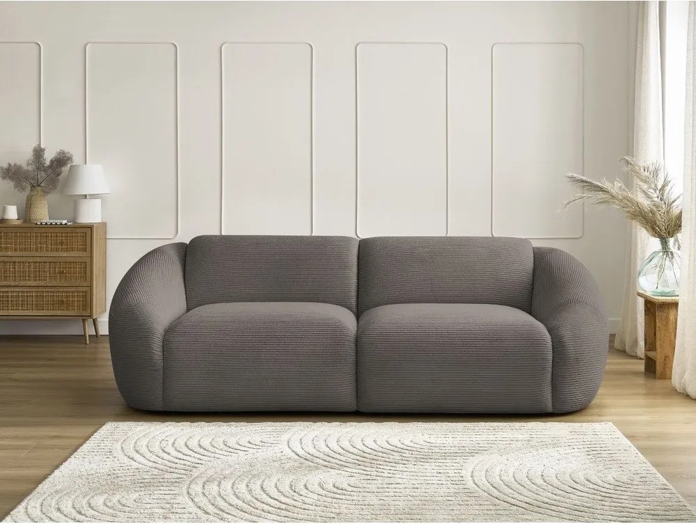 Szarobrązowa sztruksowa sofa 250 cm Tina – Bobochic Paris
