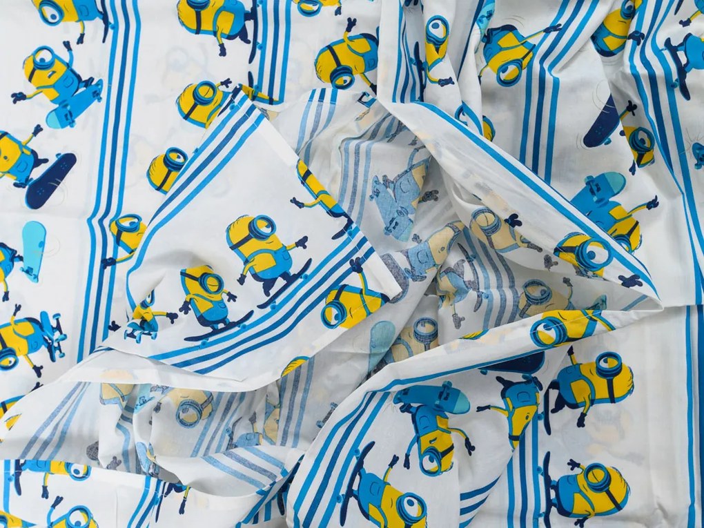 PrzytulneMieszkanie.pl PrzytulneMieszkanie.pl Dziecięca bawełniana pościel MINIONKI SKATE CREW niebieska Rozmiar pościeli: 60 x 70 cm | 140 x 200 cm