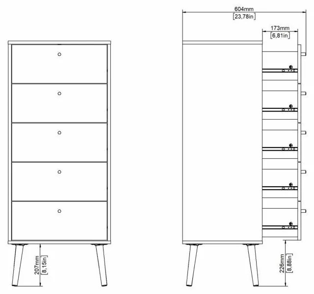 Antracytowa wysoka komoda 50x120 cm Bodo – Tvilum