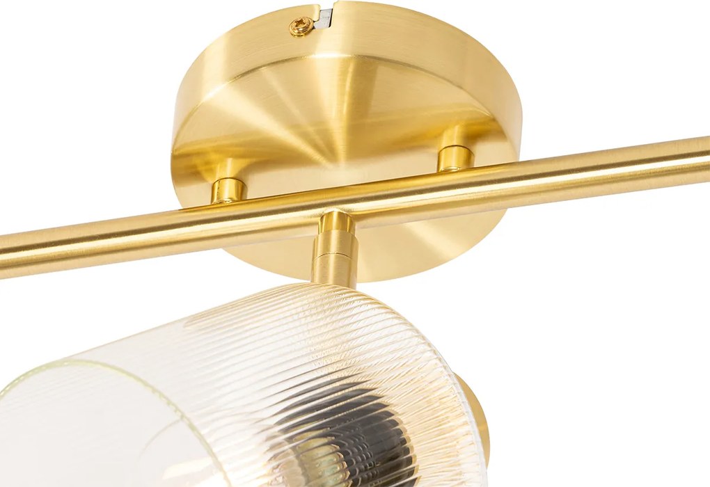 Plafon z reflektorami złoty ze szkłem 3-światła regulowane - Laura