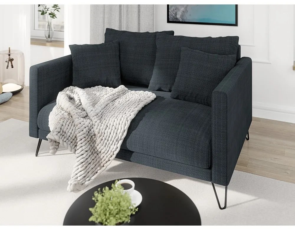 Ciemnoszara sofa z tkaniny szenilowej 140 cm Freya – Ropez
