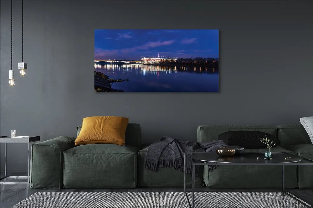Obraz drukowany na płótnie Most i Stadion Narodowy Nocą