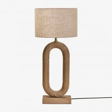 Lampa Stołowa Z Drewna Mango Tiberia Drewno Mango & Jasny Piaskowy Brąz Ø30 Cm - ↑20 Cm Arlina - Sklum