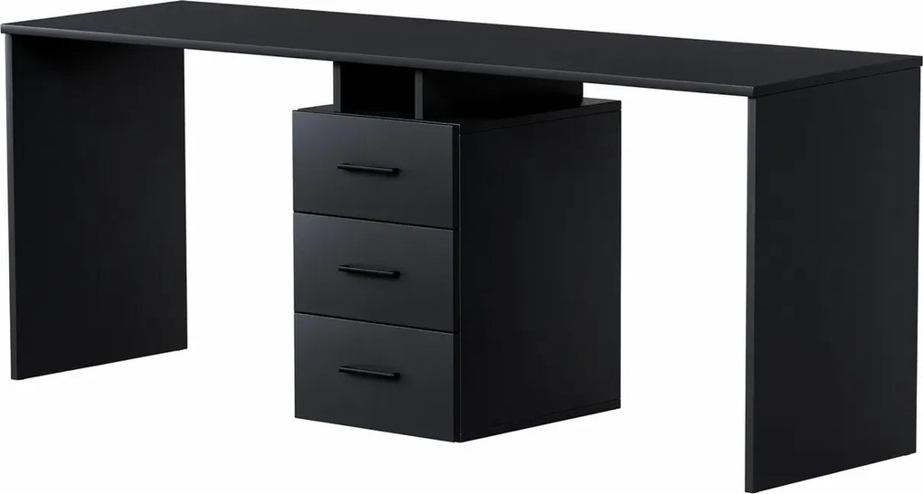 Czarne dwuosobowe biurko z 3 szufladami N1-E14