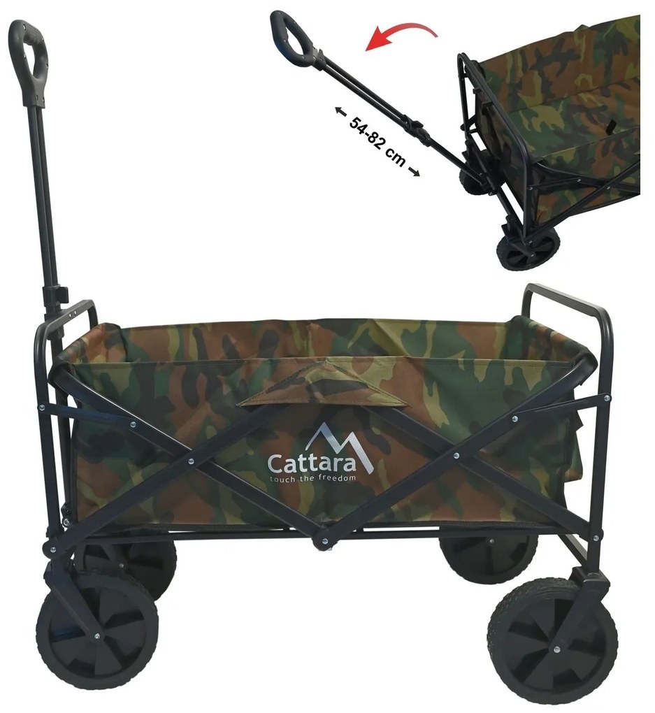 Cattara 13704 Składany wózek kempingowy Trogir Army, 104 x 86 x 55 cm, M