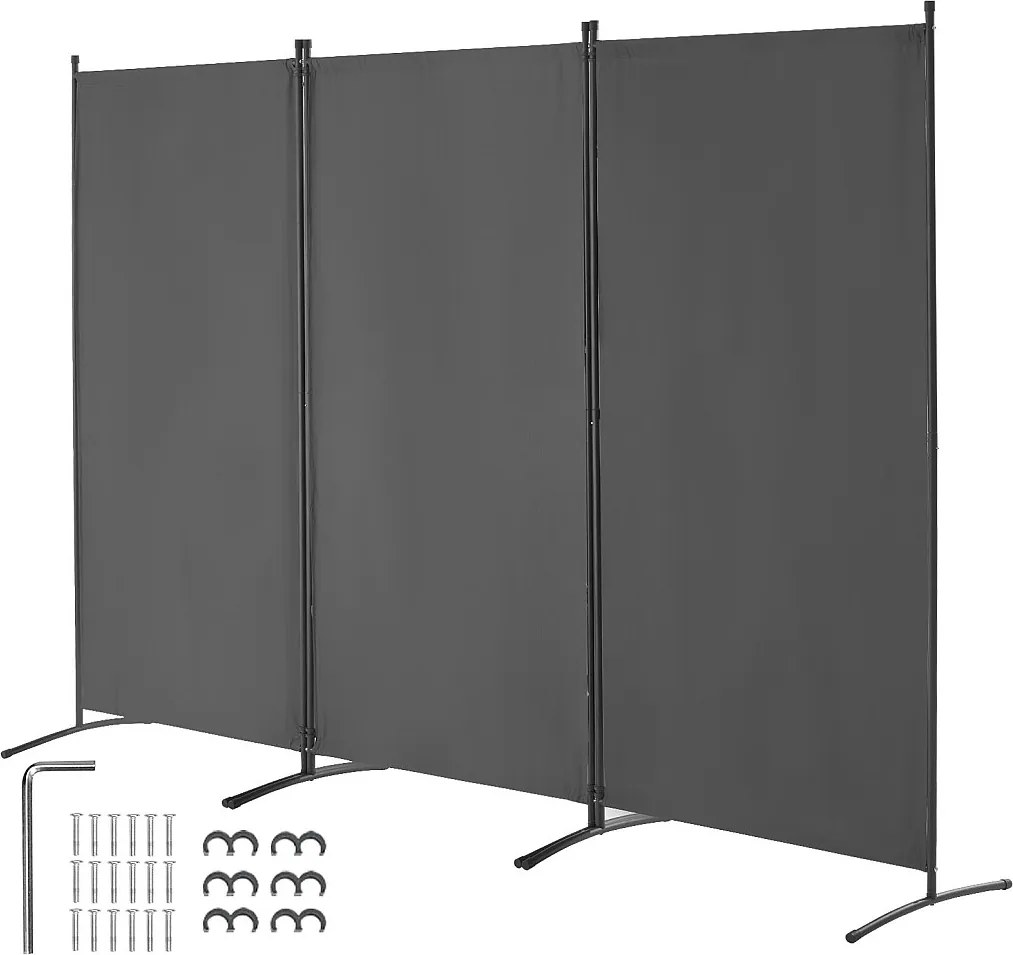 Ściana Działowa SucceBuy Room Divider 3 Panel Room Divider, Składany Ekran Prywatności, Przenośna Ścianka Działowa do Biura, Sypialni, Gabinetu, Szary
