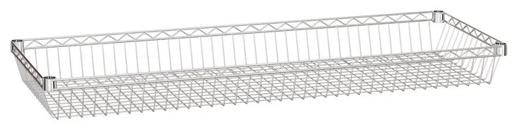 Druciany kosz półkowy chromowany, 1200 x 450 mm