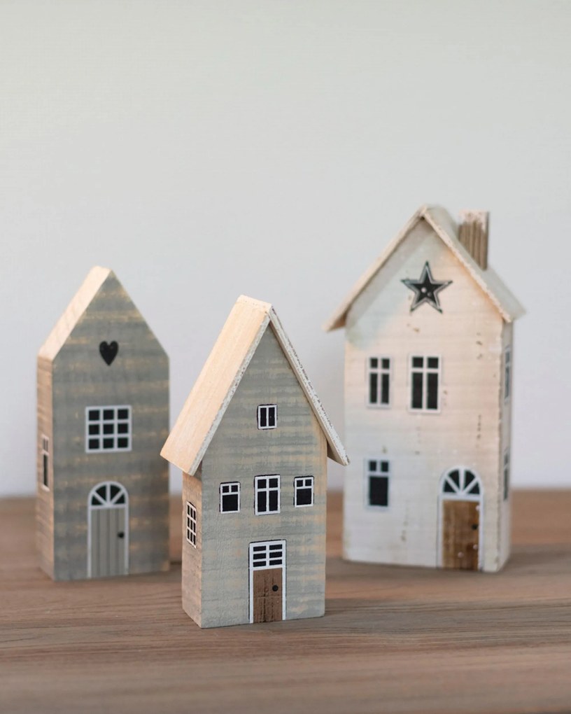 Dekoracja Snow House 19cm white grey