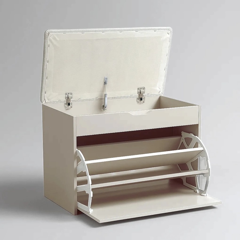 Szafka na buty z siedziskiem i wysuwanymi półkami VAULT, 57 x 30 x 53 cm