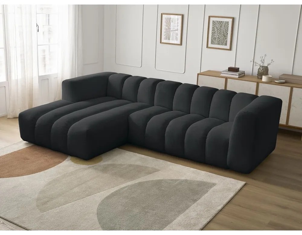 Czarny narożnik (lewostronny/z szezlongiem) Talia – Bobochic Paris