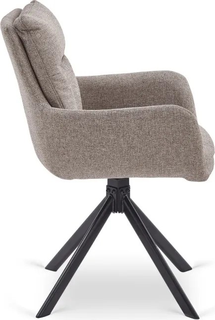 Krzesło Tapicerowane Obrotowe do Salonu PAUL Jasnobrązowe Nowoczesne