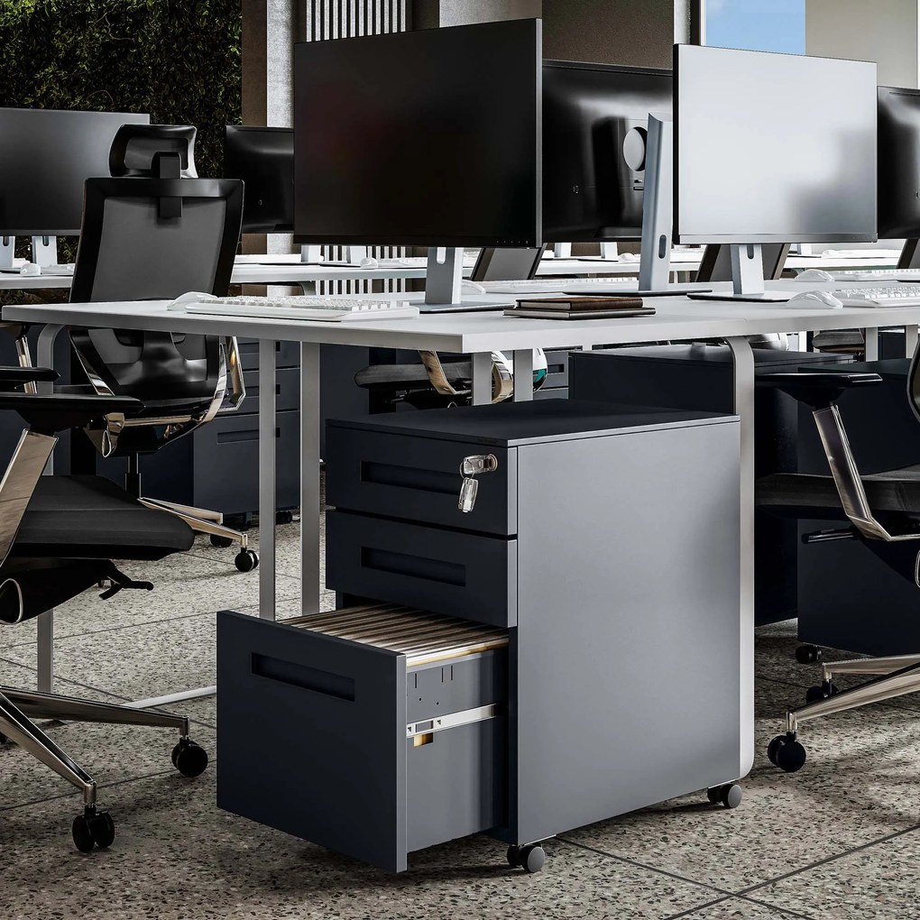 Kontenerek pod biurko KATE 390 x 600 x 500 mm, antracytowy