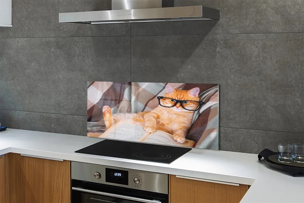 Panel Szklany Inteligentny Kot Bibliofil