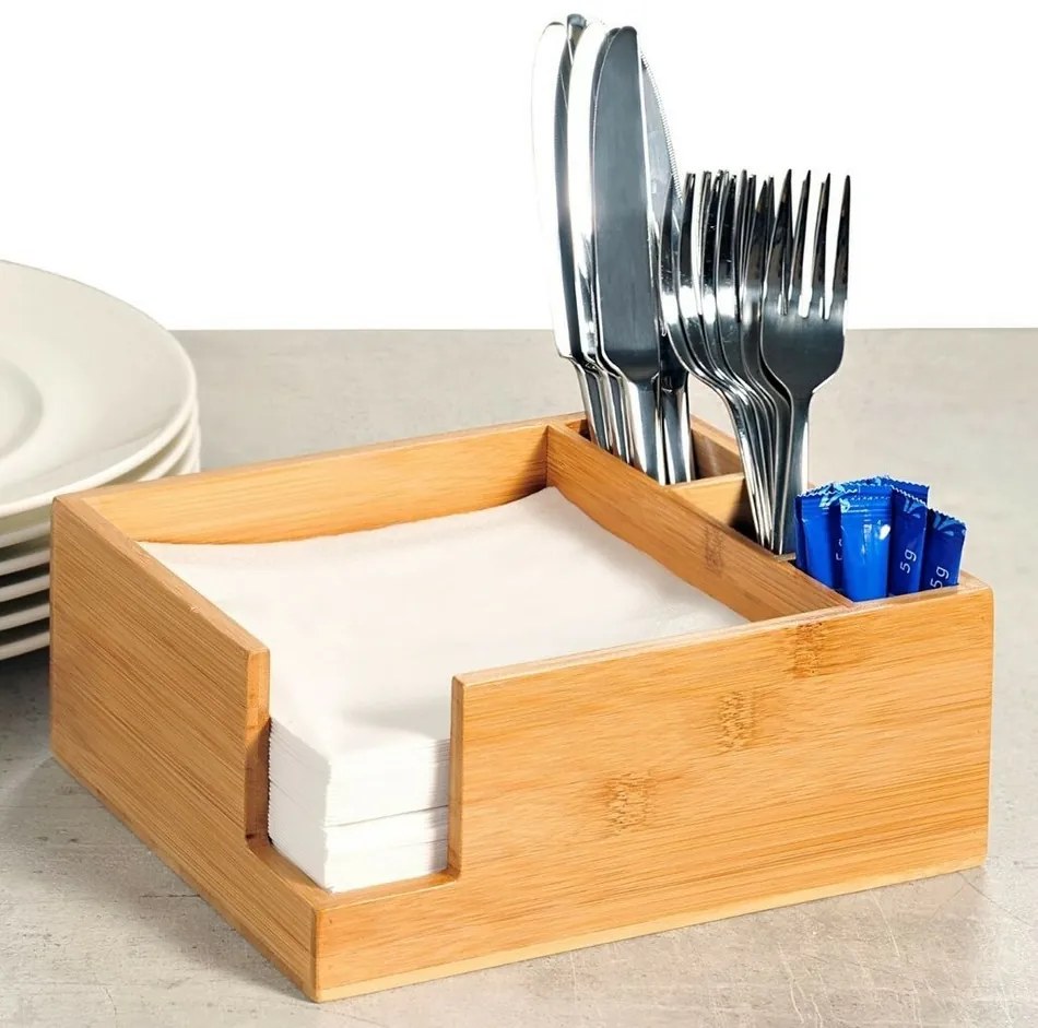 Kesper 70852 Organizer kuchenny bambusowy, 5 przegródek, 18 x 9 x 18 cm